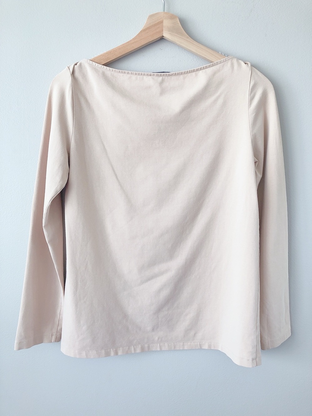 COS Long-Sleeve Boatneck Top in Light Cream Womens small cotton shirt